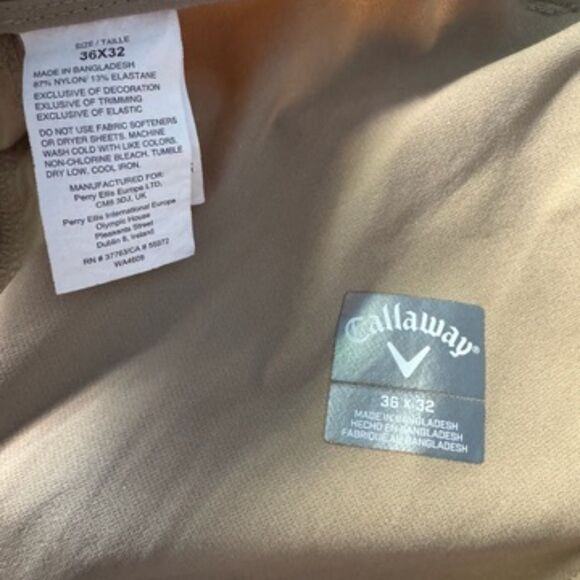 Callaway Men's Golf Pants Performance Stretch Beige Tan Khaki Opti Dri 36 x 32 - Picture 4 of 4